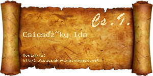 Csicsáky Ida névjegykártya